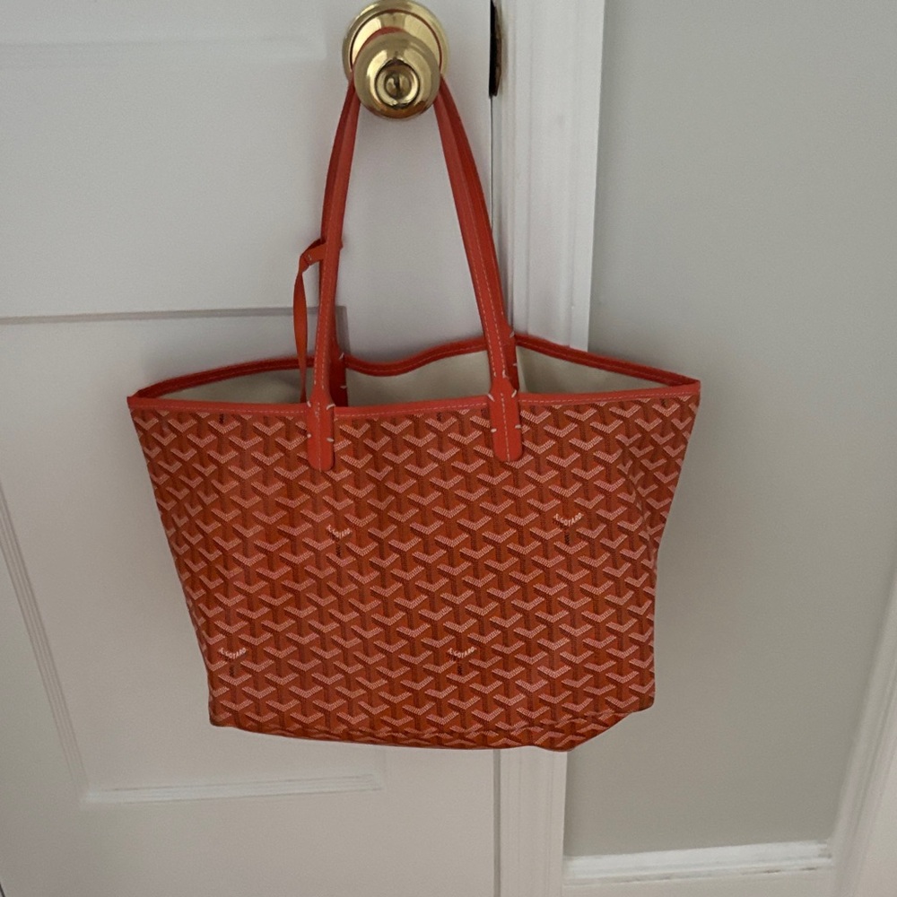 Goyard- not real but …Elegant Orange Patterned Tote Bag